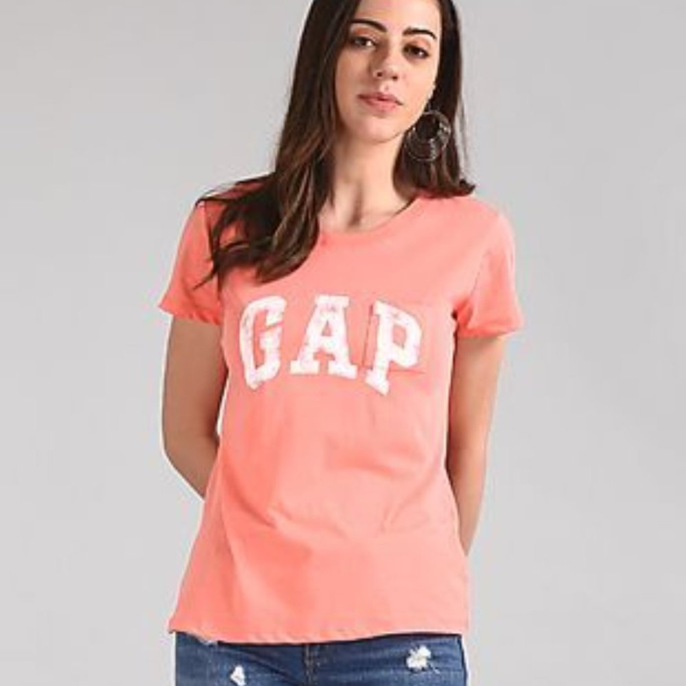 New GAP Pocket Tee Logo  Tshirt, sz M Neon Coral